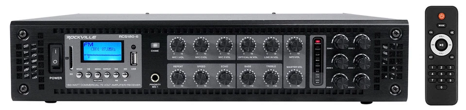 Rockville RCS180-6 70v Commercial Amplifier w/Bluetooth+(4) 4" Speakers in White - Image 2 of 4