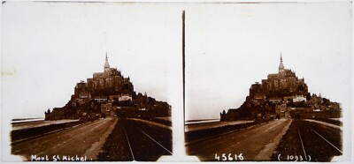 Le Mont-Saint-Michel.Manche.Normandie.Stereo Foto auf Glas.6X13cm.Glass view.