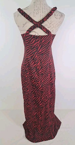 NASTY GAL rotes Jacquard-Midikleid mit Zebramuster und gerafften Trägern neu mit Etikett Größe UK 14 - Bild 8 von 18