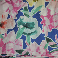 POTTERY BARN FLORAL WATERCOLOR BLOOMS STRIPE PINK/BLUE/YELLOW FULL /QUEEN DUVET