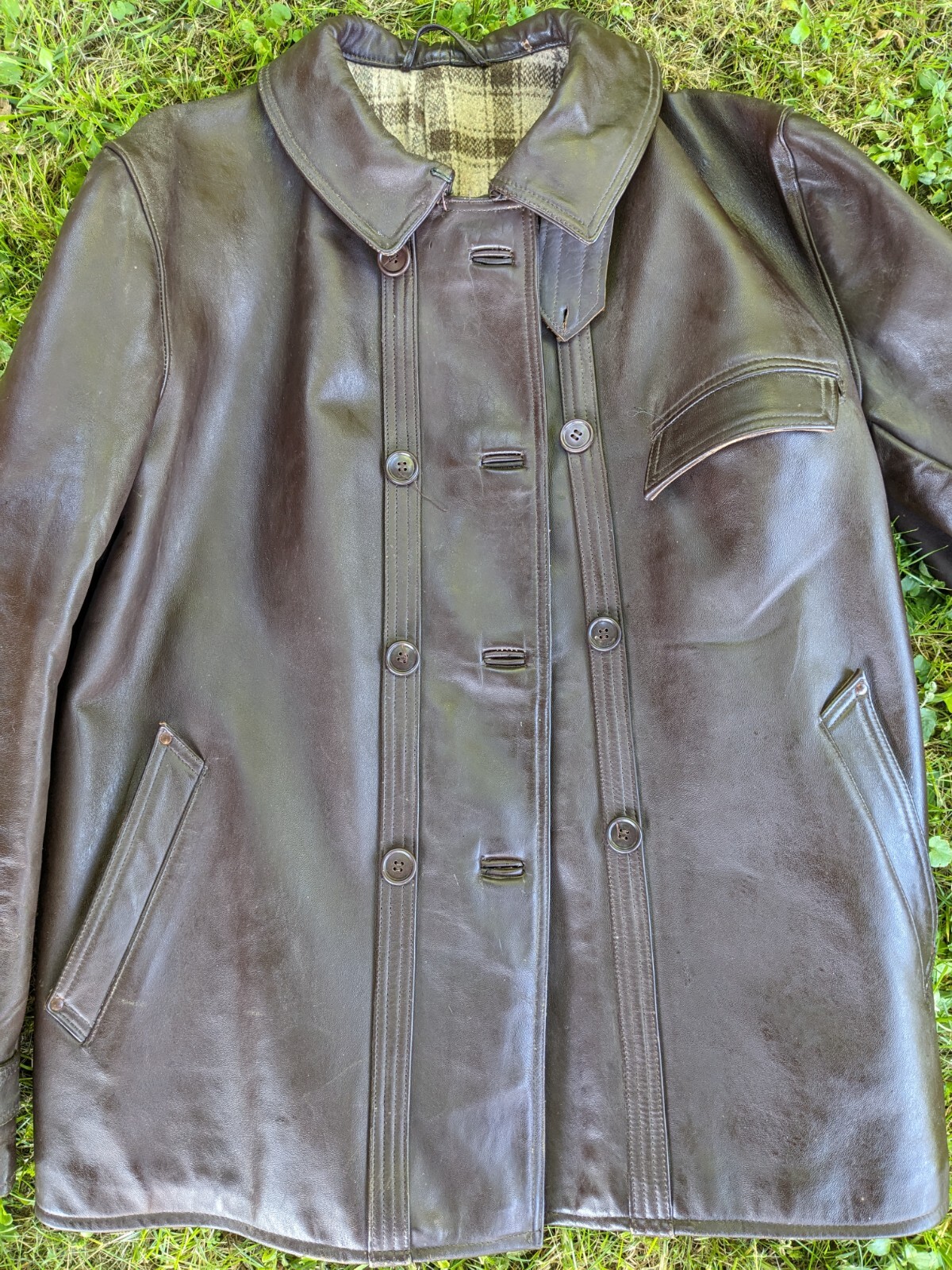 Antique coat jacket work leather coat 1950s 60s Le Corbusier