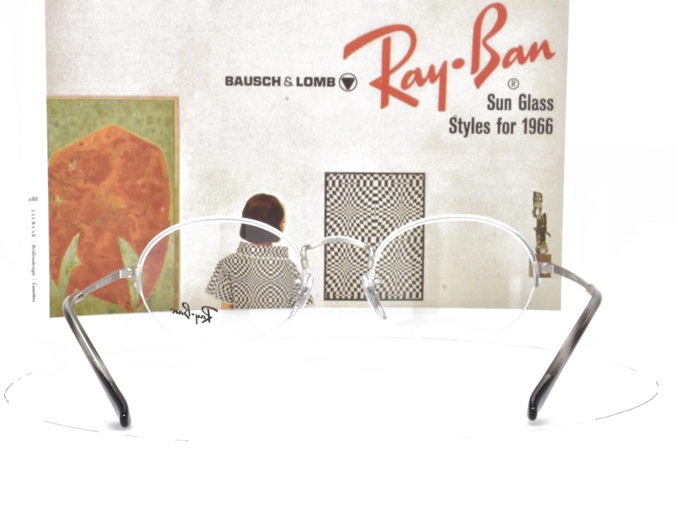 Ray-Ban Eyeglasses Satin Silver Half Rim Round Oval 52-22-145 6547 2538 - Image 4 of 4