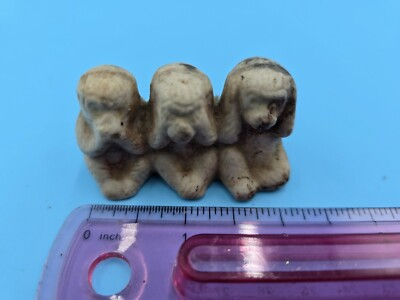 #ad 1800#x27;s ANTIQUE Hear No Evil See No Evil Speak No Evil Monkeys Rare mold used $200.00