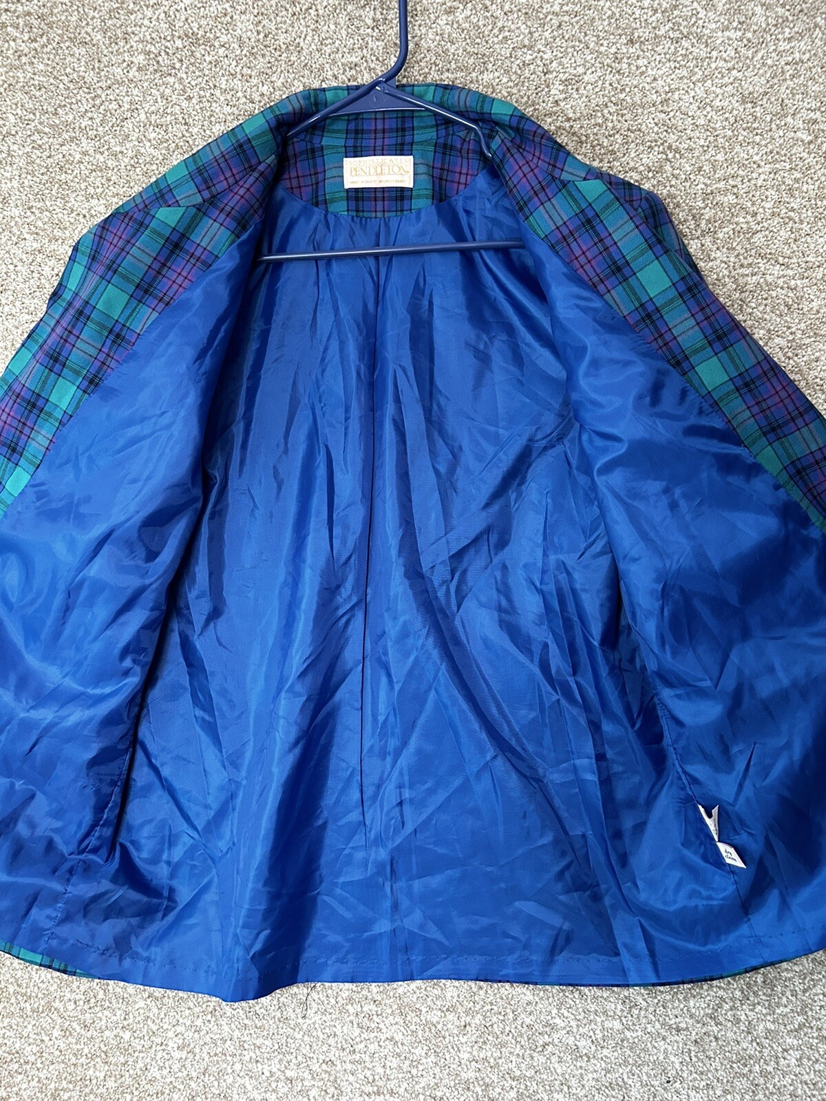 Vintage Pendleton One Button Green Blue Blazer Wo… - image 4