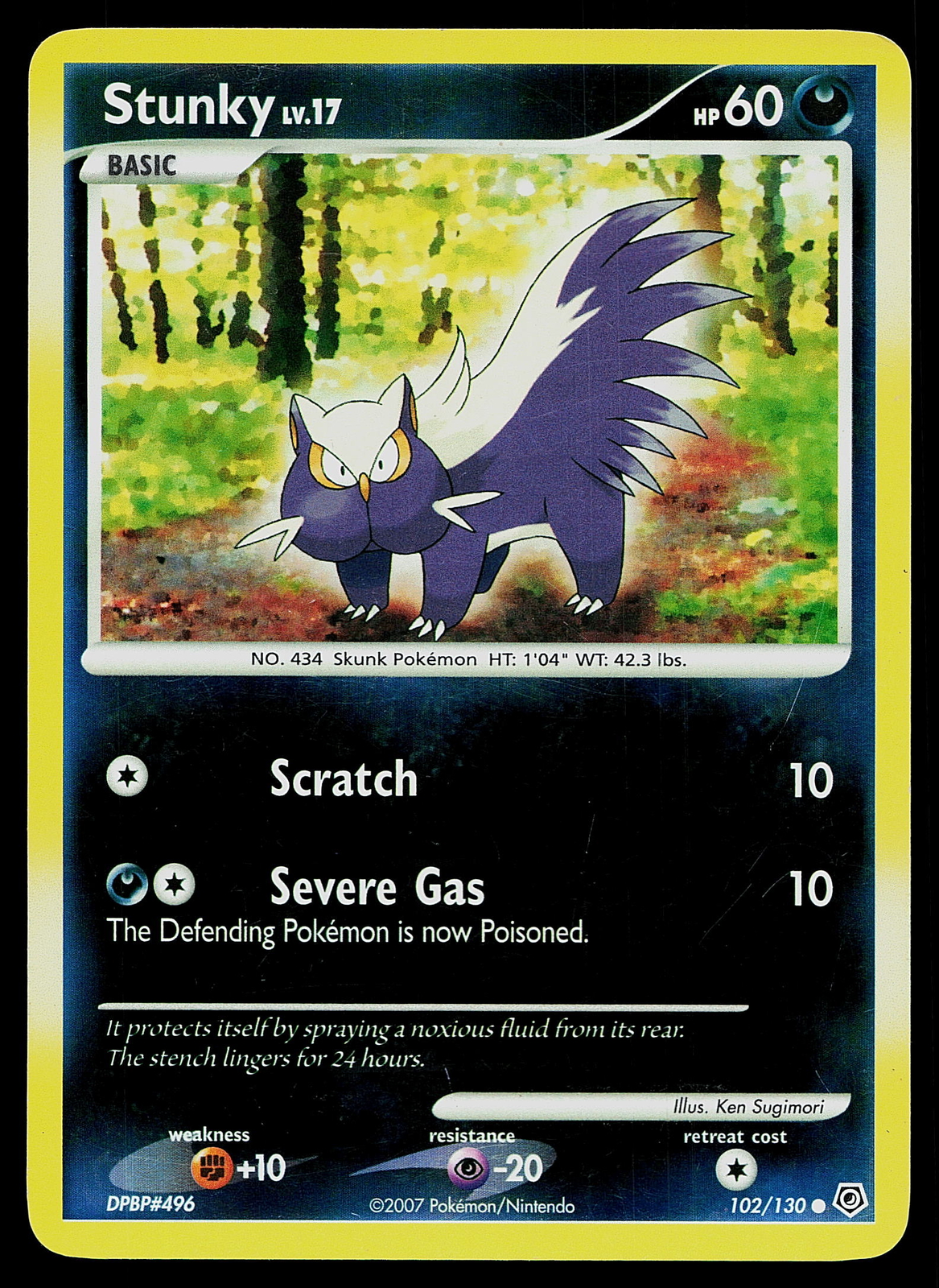 Pokemon Diamond and Pearl 102/130 Stunky Reverse Holo