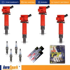 4 Red Ignition Coil & 4 Denso Platinum Spark Plug for Scion tC 2005-2010 2.4L