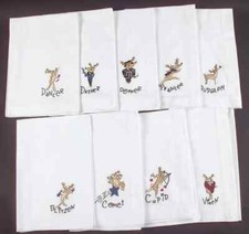 Pottery barn Santa Reindeer Cloth Dinner napkin REPLACEMENTS Christmas New NLA