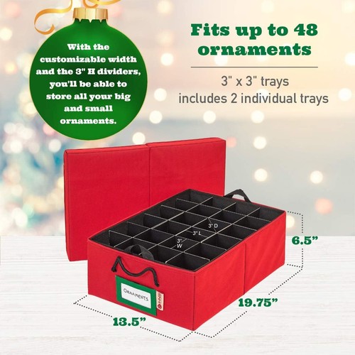 HOLDN’ STORAGE Underbed Christmas Ornament Storage Container Box with Dividers - Picture 16 of 35