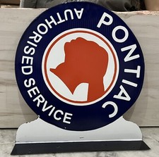 Vintage Pontiac Authorised Service Porcelain Enamel Sign 19182.5 Inches Double