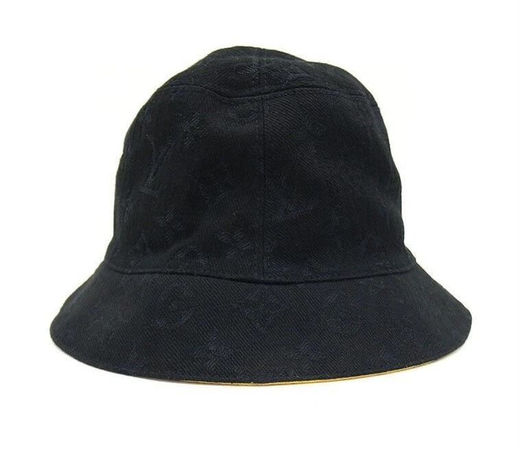 Louis Vuitton Hat Chapeau Monogram Denim M76208 Black Size 58 Free Shipping
