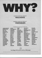 Original 1972 Volkswagen Beetle vintage print ad: "WHY?"