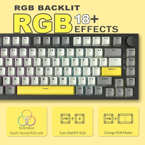 AJAZZ AK820 Type-C Wired Mechanical Gaming Keyboard with Knob Hot Swappable - Picture 13 of 30