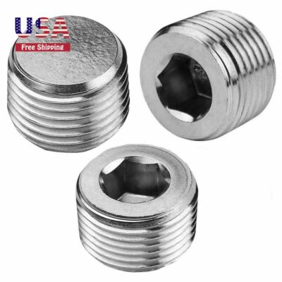 1/2'' npt Male Thread Internal hex countersunk Pipe Plug Fitting SS304 Pack of 3