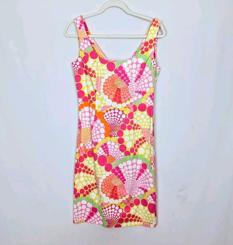 Escada Colorful Abstract Bright Bold Psychedelic Retro Shift Dress Sz 36/ S/6