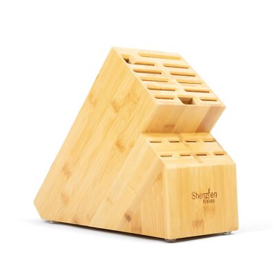 20 Slot Universal Knife Block: X-Large Bamboo Finish Wood Knife Block without...