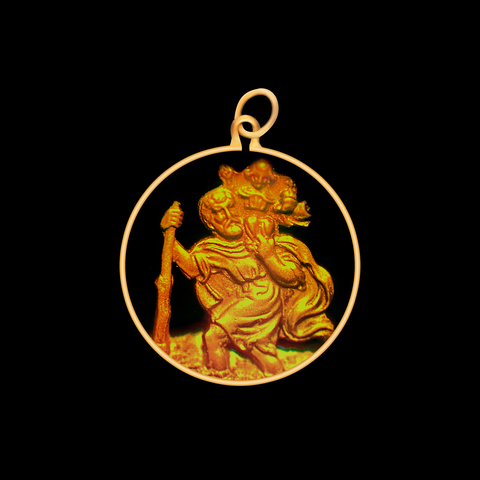 9ct Gold Hologram Pendant - St Christopher (Small) - No Chain