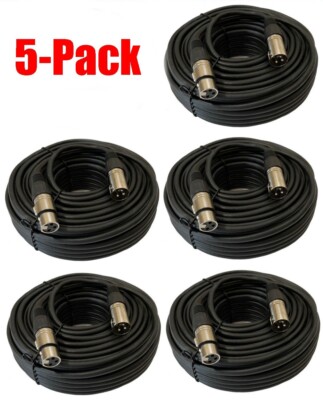 5 Pack 20Ft XLR Pro Male to Female Powered Speaker Audio Cable Microphone Cord