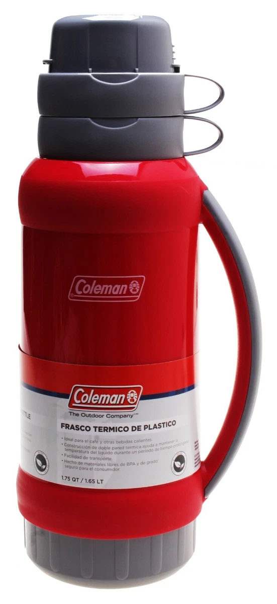 Coleman Insulated Plastic Thermos Bottle BPA Free 1.75 QTS with Cup