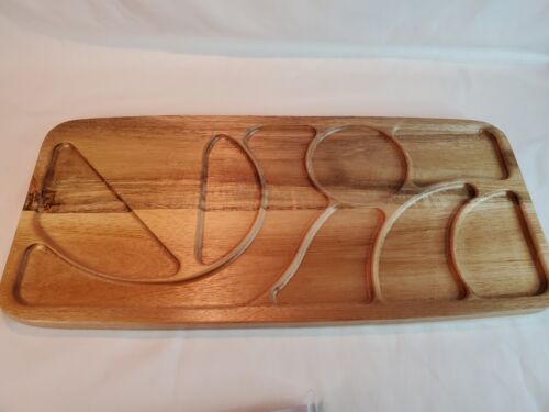 NEW Charcuterie Grazing Board Divided Board Appetizer Food Tray Acacia Wood - Picture 3 of 11