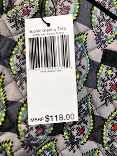 Veral Bradley Iconic Glenna Tote Paisley Blue Shoulder Bag Travel Preppy Work - Picture 3 of 8