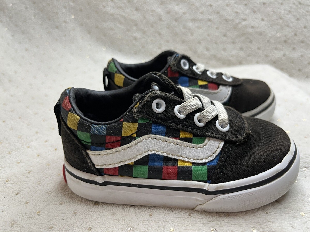 Vans Toddler Boy's Ward Slip On Skate Multicolor Checkerboard Shoes 721356  Sz5