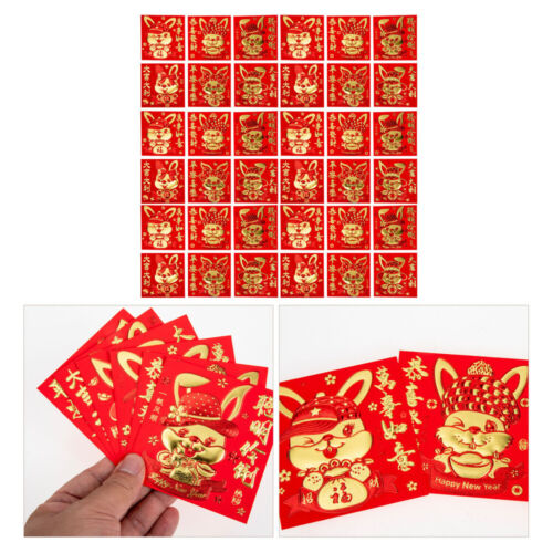 Red Lunar Envelope Spring Festival Cash Bag 2023 Bunny Zodiac-SG - Afbeelding 1 van 12