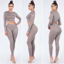 Charcoal Crop Top Leggings Set