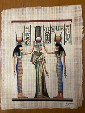 Papyrus Painting From Egyptian Art Caravan "The Queen and her Goddess"