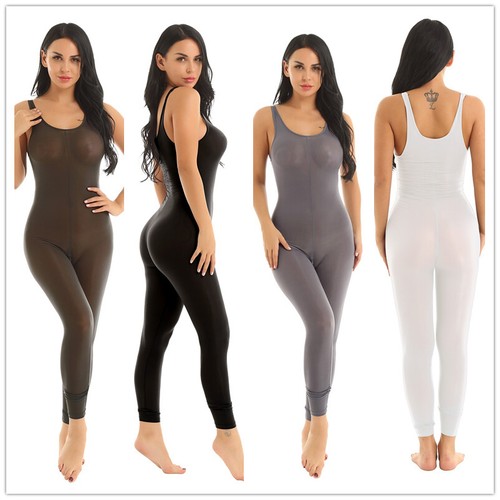 Spandex Womens Scoop Neck Jumpsuit Long 