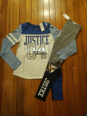 NWT Justice Girls Latte Top//Leggings Size 6 7 8 10 12 Outfit Full Length