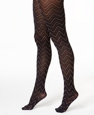 Pretty Polly Zig Zag Chevron Tights One Size Style Color Black Mix PNAUJ4 - 04