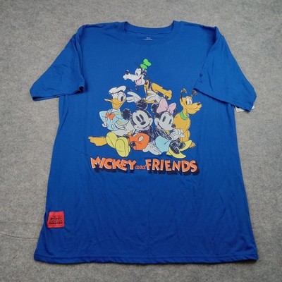 Disney Shirt Mens XL Mickey And Friends Blue Graphic Tee Donald Goofy Pluto