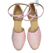 Dance Sway Pink Glitter Latin Dance Heels Cuban Ballroom 8.5