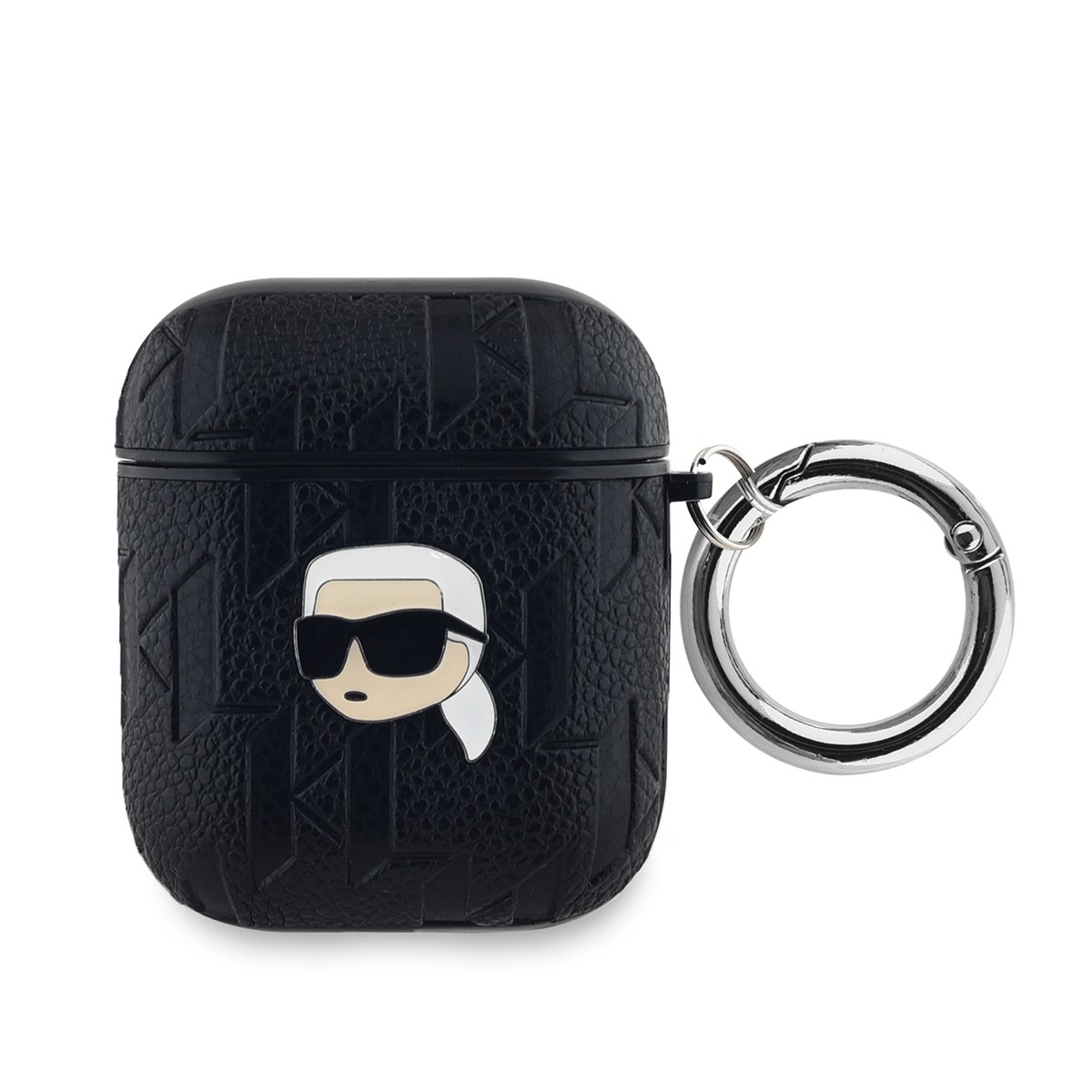Étui Karl Lagerfeld en similicuir monogramme noir pour AirPods 1 et 2