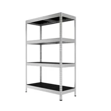 All-Road 4-Tier Steel Storage Shelving Unit in Silver, Washable Polypropylene Ra