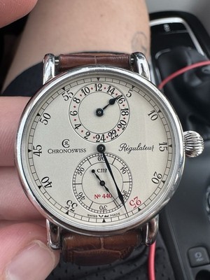 Chronoswiss Regulateur Manual Wind Silver Dial 24-Hour Small Sec Brown