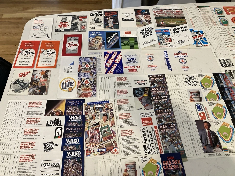 Lot of 51 Diff 1970’s-00’s Boston Red Sox  Pocket Schedule Lot Ted Pedro Yaz - Image 2 of 4