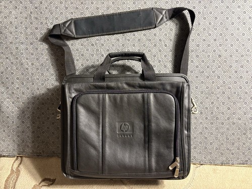Sac bandoulière/documents pour ordinateur portable HP Invest en cuir noir *très bon état*