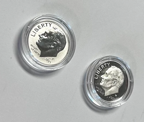 2015 W Proof and P Reverse proof silver Roosevelt dimes 10C