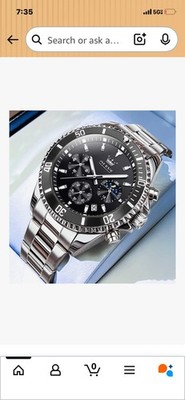 OLEVS Black Dial Stainless Steel Men's Luxury Water Resistant Quartz Watch