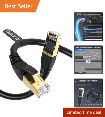 Cat 8 Ethernet Cable 6FT - Heavy-Duty, 2000MHz, Gold-Plated for All Devices