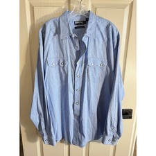 Panhandle Slim Shirt Mens XL Blue Western Pearl Snap Long Sleeve Cotton Cowboy