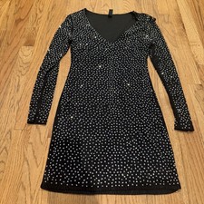 Windsor Womens Black Sexy beaded Dress long Sleeve Medium