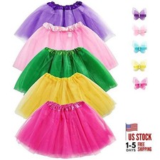 Girls Tutu Set, 5pcs Tutus Dance Tutus Dress with 5pcs Flower Hairpins Fit