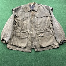 Vintage Carhartt Jacket Mens XL Brown 90S Faded Barn Full Zip Work Coat USA MADE