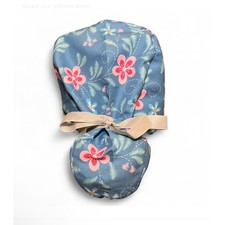 Floral Scrub Cap Women Ponytail