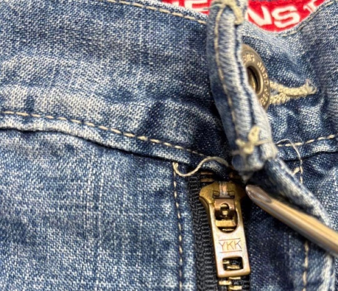 Grail Vtg 90s JNCO JEANS Dragon Embroidered Wide Leg Denim Pants 30x30 Y2K View 3