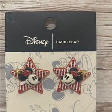 Disney Minnie Mouse Red, White, Black Star Earrings NEW