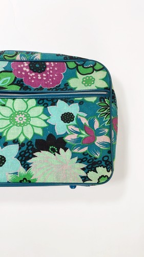 Floral Canvas Soft Suitcase with Zipper Closure, Blue Green Pink Black