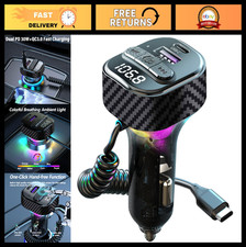 Bluetooth 5.3 FM Transmitter for Car, Wireless Adapter, QC3.0 USB, Type-C Charge